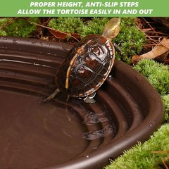 3PCS Tortoise Water Bowl with Ramp Leaf Tortoise Water Food Dish Turtle Pool …