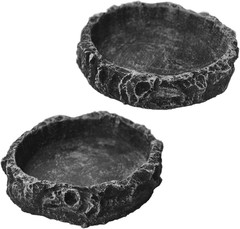 2 Pack Reptile Water and Food Bowls, Feeding Dish for Leopard Gecko, Lizard, Spi
