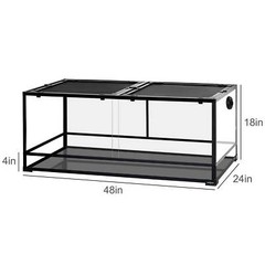 90Gallon Reptile Large Terrarium Upgrade Glass Front Opening Tank Sliding Door w