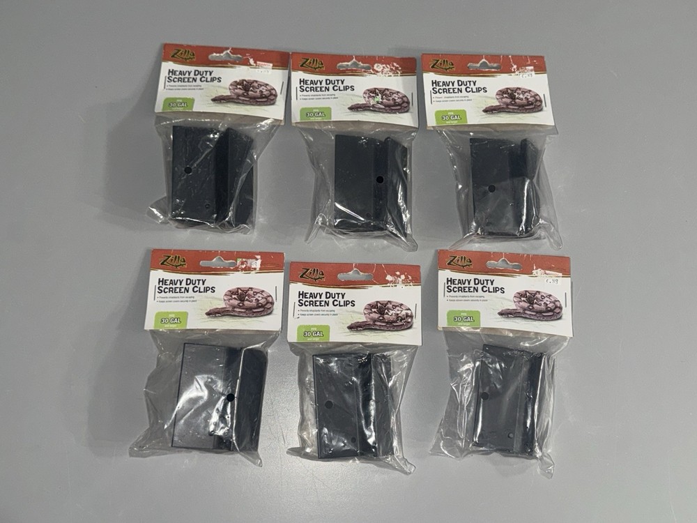 6 Zilla Heavy Duty Screen Clips for Reptile Enclosure 30Gal+ Large – 6 Packages