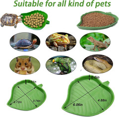 3PCS Reptile Water Food Bowls Ramp Dish Turtle Gecko Lizard Feeding Set