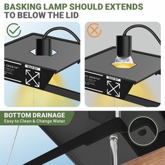 GOZILLA Aquatic Turtle Tank+Lamp+Filter Kit, Upgrade PC Turtle Tank Kit with …
