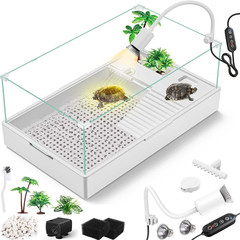 Large Turtle Tank Kit(Tank + Light + Water Pump), Acrylic Turtle Tank Starter Ki