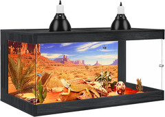 Bearded Dragon Tank, 34 Gallons Tempered Glass Reptile Terrarium with Metal Mesh