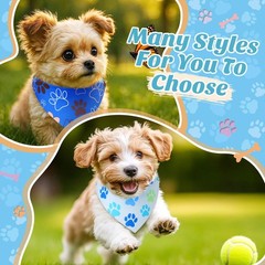 50 PCS Paw Print Dog Bandana Triangle Bibs 19.7×13.8×13.8 Inch