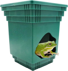 Frog Tank Accessories, 2-In-1 Plastic Reptile Hide with Bowl on the Top, Habitat