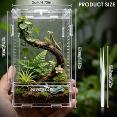 Jumping Spider Enclosure, Acrylic Terrarium Clear Ventilated Habitat