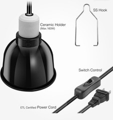 Tetrafauna Deep Dome Reptile Lamp Fixture 100W Ceramic Socket Black FREE SHIPPIN