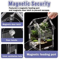 Acrylic Jumping Spider Enclosure | Magnetic Latch | 1200ml Capacity