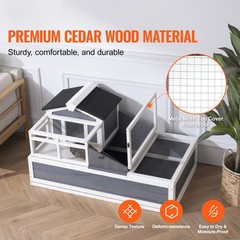 Large Tortoise House Indoor/Outdoor 3-Room Cedar Wooden Habitat Gray