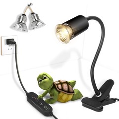 Timed Reptile Heat Lamp with Clamp, Adjustable UVA/UVB Basking Light, 360° Ro…