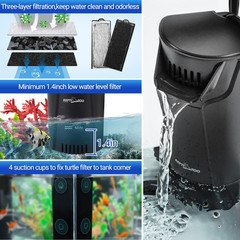 REPTIZOO Glass Turtle Tank Kit, 10 Gallon Turtle Tank Starter Kit with Drainage