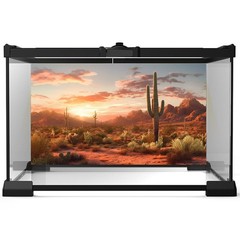 Desert Reptile Tank Backdrop Sunset Desert Landscape Saguaro Cactus Gobi Plan…
