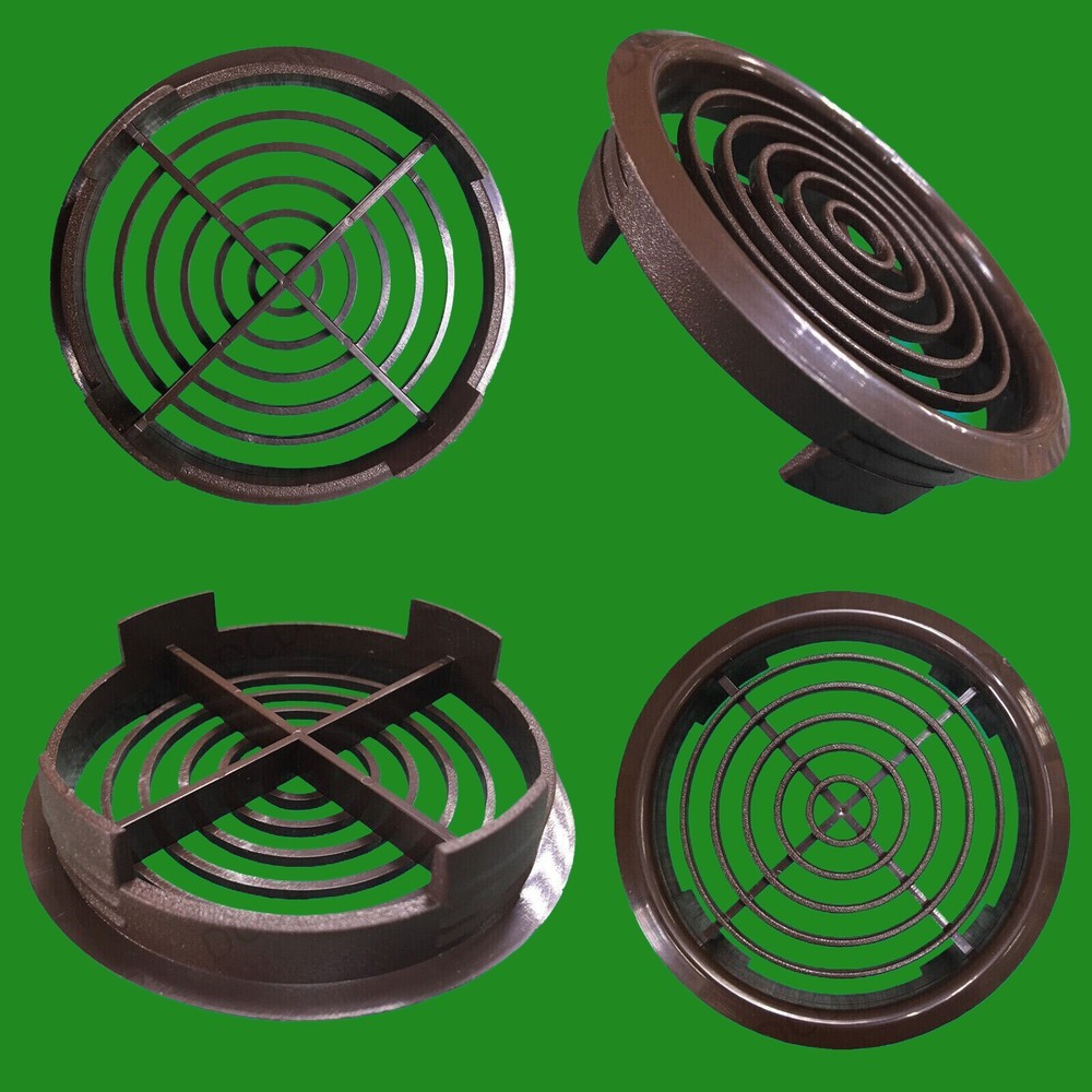 8x Brown Vivarium Reptile Push Fit Circle Air Vent, 110mm Width, 100mm Hole