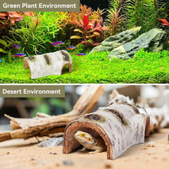 Artificial Birch Log Hide Reptile Shelter, Natural-Looking Reptile Hide for Bear