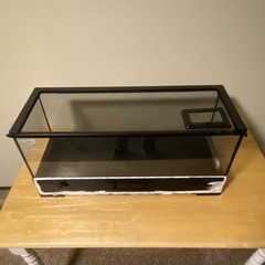 Glass Reptile Terrarium Tank w/ Mesh Screen Top Lid & Access Door, Black