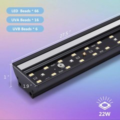 27-Inch LED UVB Reptile Light with Auto On/Off & Preset Day-Night Cycle Dimmi…