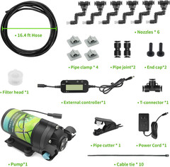 Reptile Misting System with Timer, 6 Adjustable-Joint Nozzles, Self-Priming Pump