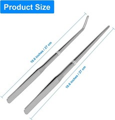 2 Pcs Reptile Feeding Tongs, 10.6IN Straight & Curved Extra Long Tweezers, S…