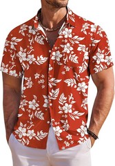 Coofandy Men’s Floral Hawaiian Short Sleeve Button Down Shirt
