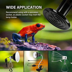 Reptile Heat Lamp 100W 2-Pack Ceramic Heat Emitter, No Light Emitting Heat Bulbs