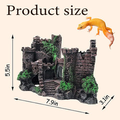 Tank Accessories for Bearded Dragon Include Resin Classical Castle Reptile Hammo