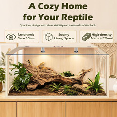 Bearded Dragon Tank, Lizard Tank with Clear Tempered Glass Roof, Anti-Scratch Re