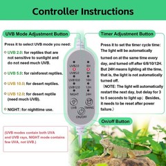 UVB Light for Reptiles, UVA UVB Reptile Light Fixture with Timer LED UVB Bulb