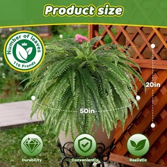 Single Silky 50″ Artificial Fern Plant, Large Fake Fern with 116Fronds, Reali…