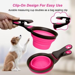 Collapsible Silicone Dog Food Scoop Foldable Pet Food Measuring Cup with Bag …
