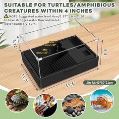 Small Turtle Tank Kit+Water Pump+Lamp, Acrylic Turtle Tank Starter Kit with Adju