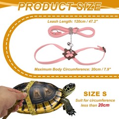 Tortoise Leash Harness with Bell, ( Leather, Small, Pink )