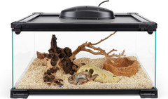 Quickbuild Reptile 10 Gallon Glass Terrarium Habitat with Bedding Tray for Gecko