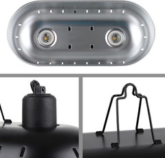 15 Inch Dual Reptile Light Fixture, Max 150W Reptile Heat Lamp with 2PCS 150W Ce