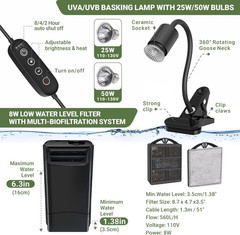 Aquatic Turtle Tank+Lamp+Filter Kit, Upgrade PC Turtle Tank Kit with Adjustable