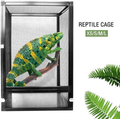Detachable Reptile Habitat Tank Terrarium Aluminium Air Screen Cage Front Openin
