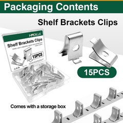 Mrdilla 15Pcs Metal Cabinet Shelf Clips, Adjustable Shelf Brackets for Kitche…