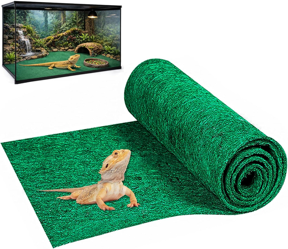 Large Reptile Carpet Terrarium Liner 47″ X 24″ Substrate Mat (Green)