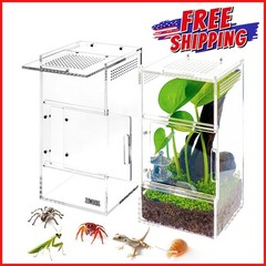 ACRYLIC TERRARIUM HABITAT Spider Tarantulas Reptiles Enclosure Magnetic Doors