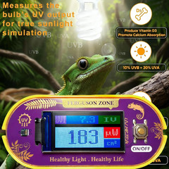 ClariVora Reptile UVB UVA Light Meter for Bearded Dragon Tank Accessories, Po…