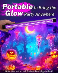 2 Pack Rechargeable Black Light Bar, 5000mAh Large Capacity Battery Powered…