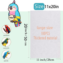 Bird Cage Liners-100Pcs-11” X 20”Disposable Non-Wovenbird Cage Tray Liners, Di
