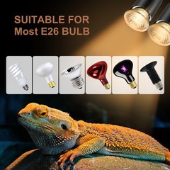 4-Pack 50W UVA UVB Bulbs, Fit E26 Heat Reptile Lamp, Light Turtle Heat Lamp for