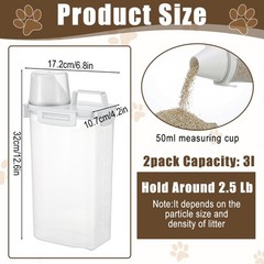 2 Pcs Cat Litter Storage Container, Bucket with Airtight Lid & Spout, Litter …