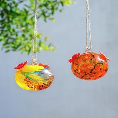 Set of 2 Hummingbird Feeders for Outdoors with 2 Flower Feeding Ports Color-2