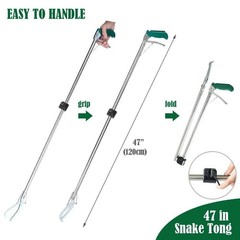 47″ Heavy Duty Snake Tongs Wide Jaw Reptile Grabber Stick Hook Bag Handling Tool