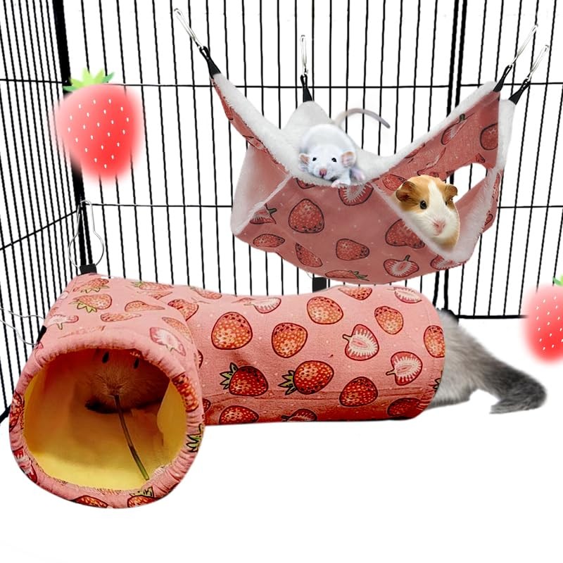 Rat Ferret Hammock Toys Cage Accessories, Guinea Pig Hideout Tunnel, Warm Bed…