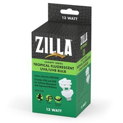 Zilla Canopy Series Fluorescent UVB/UVA Bulbs Tropical 13 W,White, 3.875 in