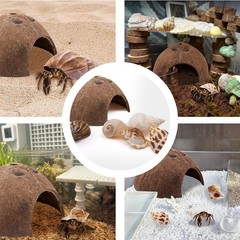 6 PCS Hermit Crab Shell 1 Coconut Hut 5 Seashell Decoration Tank Hideout Toy