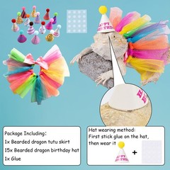 Wodison 15Pcs Bearded Dragon Hats & Lizard Adjustable Tutu Small, Multicolor